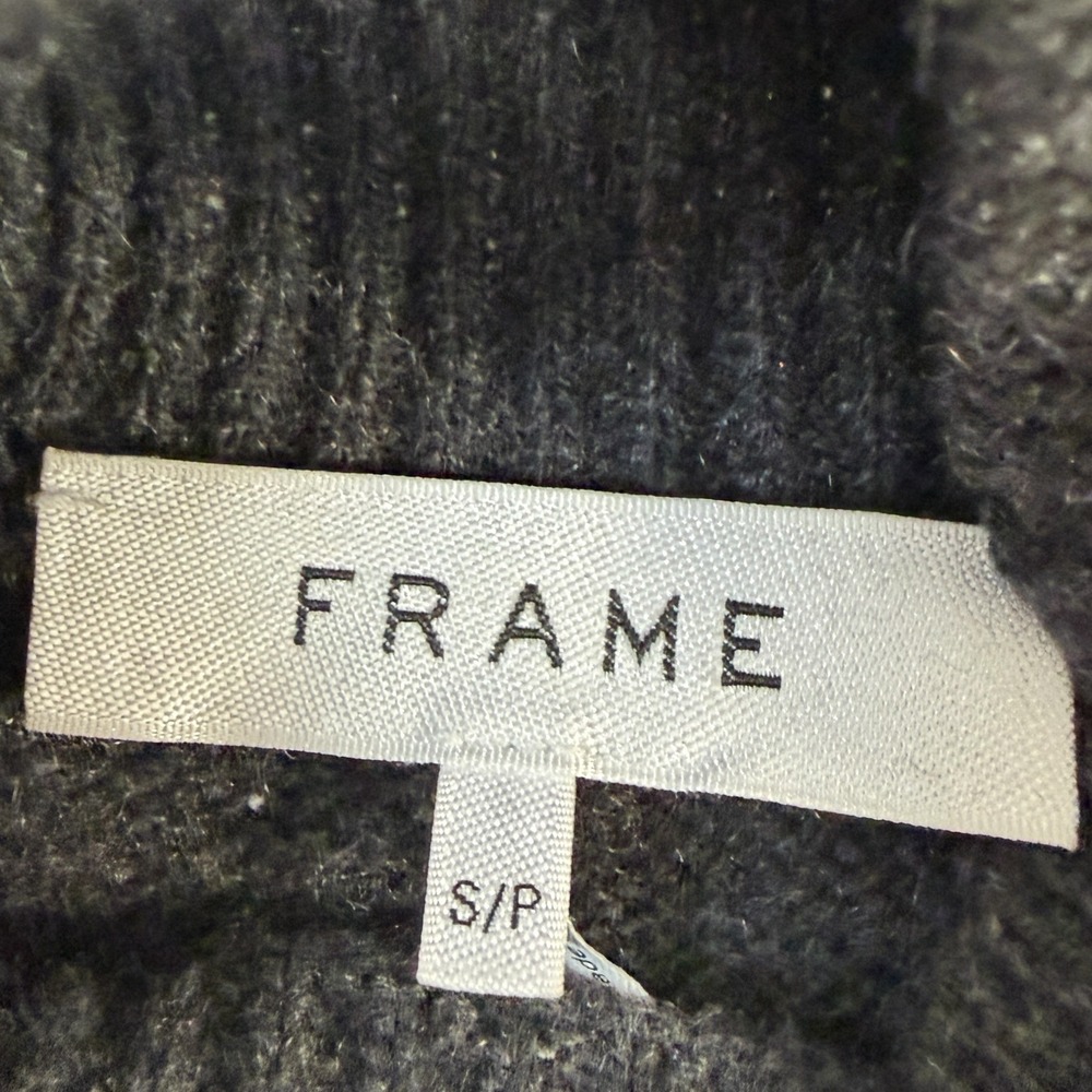 FRAME Dark Gray 100% Cashmere Cutout Mock Neck Short Sleeve Knit Sweater Small - Picture 8 of 10